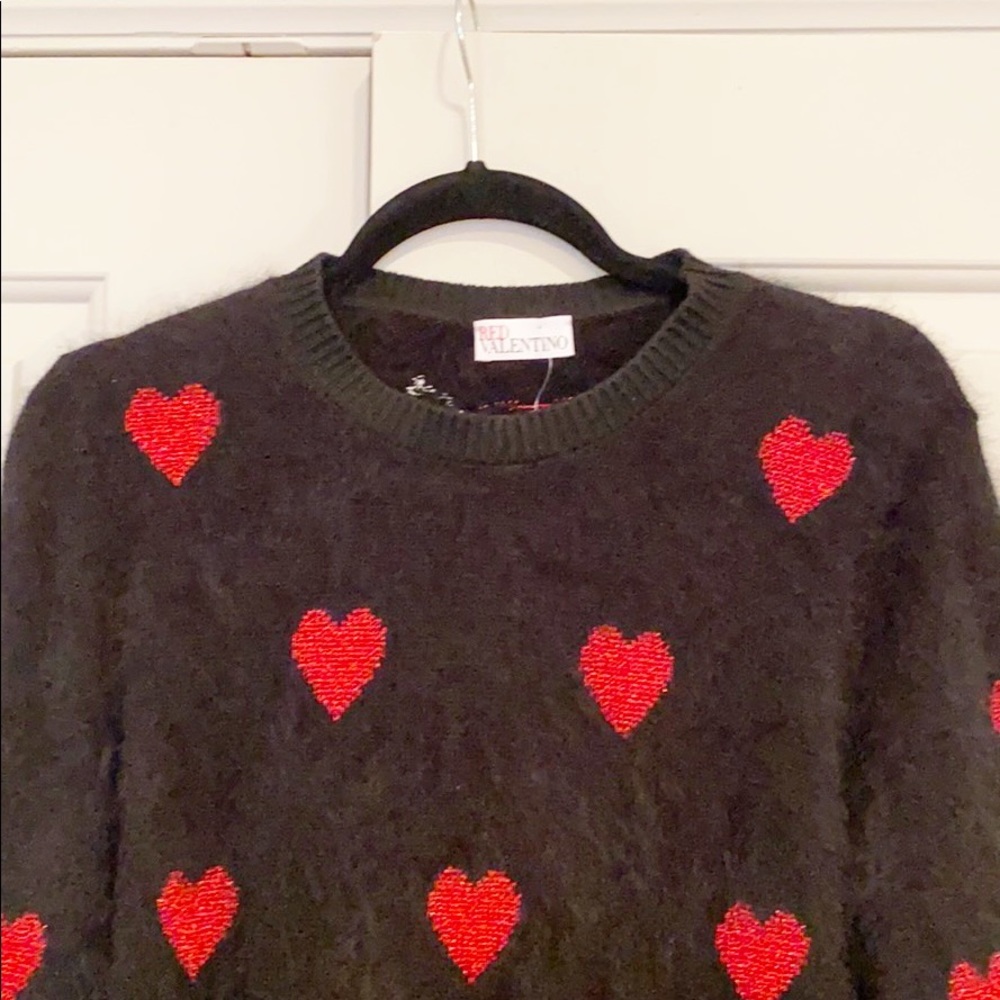 NWT RED Valentino Hearts Intarsia Angora Sweater - Picture 3 of 13